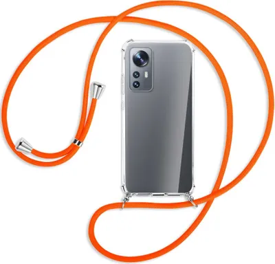Produktbild von Handykette Backcover-Schutzhülle mit Band (Metall silberfarben) für Xiaomi 12 - neonorange