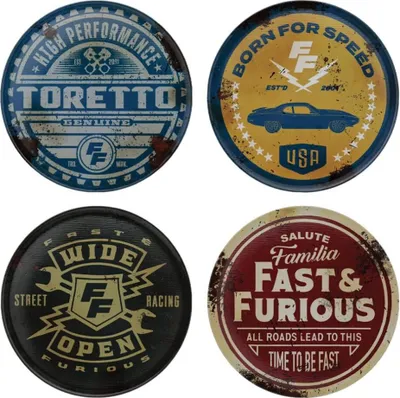 Imagen del producto de Pack de 4 posavasos de estilo vintage de la saga "Fast & Furious"