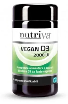 Imagen del producto de NUTRIVA, Vitamina D3 vegana, 60 comprimidos, 2000 UI
