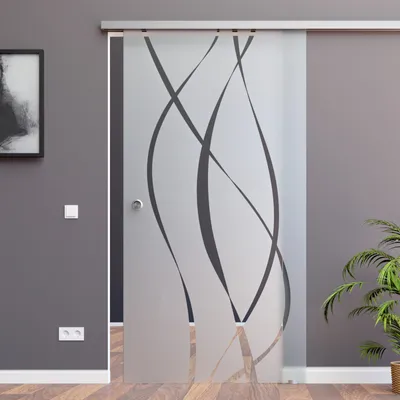 Produktbild von AMOD Glasschiebetür M6 mit SoftStop, 900 x 2050 mm (SlimLine Komplett Set) Design/Nachbildung M6, inkl. Griffmuschel BM6-900-AS