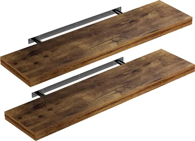 Produktbild von CASARIA® 2x Wandregal Holz Dunkle Eiche Hängeregal mit Halterung 15kg Tragkraft Küche Wohnzimmer Flur Regal Schweberegal Bücherregal Holzregal 90cm