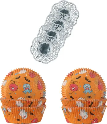 Produktbild von Demmler Muffinförmchen 2er Set - Spookey - Inklusive 4 Tassendeckchen in Silber - zum Backen und Verzieren von leckeren Muffins/Kuchen