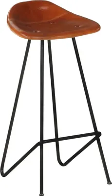 Image de vidaXL Tabouret de bar 4 pcs. Marron Cuir véritable