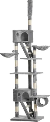 Produktbild von Katzenkratzbaum 240-260 cm Deckenhoch Kratzbaum groß Kletterbaum Katze Kratzbaum für große Katzen mit Sisalseil Hellgrau