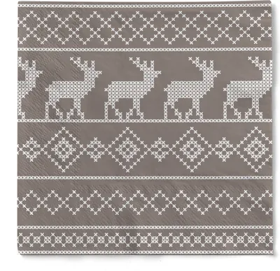 Produktbild von HAPPY PAPER Cocktail-Serviette "Chalidays" (Rentier) aus Tissue 3-lagig, 25 x 25 cm, 20 Stück