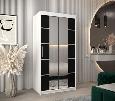 Obrázok produktu pre Skriňa so zrkadlami VIVIEN - šírka 100 cm, biela / čierna