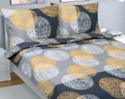 Produktbild von Doppelbettbezug aus Baumwolle - 1pc 220x200, 70x90 - orange,grau