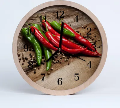 Produktbild von Holzuhr 20fi cm wanduhr - Gemüse Chilli