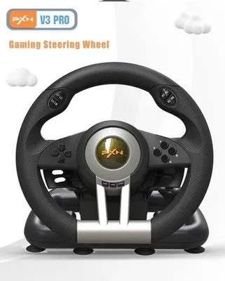 Productafbeelding van Racestuur 180° Stuurwiel Met Pedalen - Trillingsfeedback USB Aansluiting - Zwart - Gaming Stuur