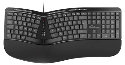 Produktbild von Ergonomische Multimedia-Tastatur 124 mit Touchpad und Scrollrad (schwarz).