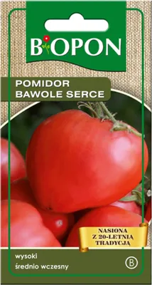Zdjęcie produktu dla Biopon Nasiona Pomidor Bawole Serce Wysoki Średnio Wczesny Duże Owoce 0,2g Bopon