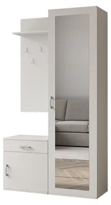 Produktbild von Margaret Hadas24 Garderobe PATRICIA 100 cm mit Spiegel, Flurgarderobe mit Schuhschrank und Schublade, Dielengarderobe, Garderobenset (weiß)