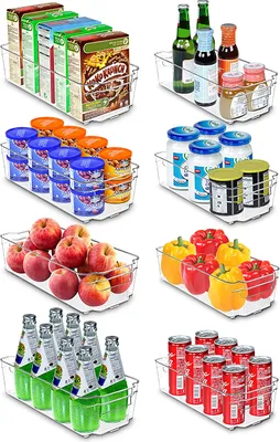 Produktbild von Hochwertige vorratsschrank küche organizer - Set von 8 (4 große, 4 kleine Behälter) Stauraum für kühlschrank, Schränke, Regale, spülbecken, kosmetik Büromaterial, werkzeug organizer - BPA frei