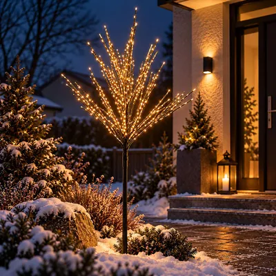 LED Baum 150cm 450 LEDs warmweiß Timer batteriebetrieben IP44