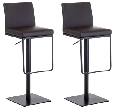 Produktbild von CLP 2er Set Barhocker Panama Kunstleder höhenverstellbar und drehbar braun Gestell Farbe schwarz