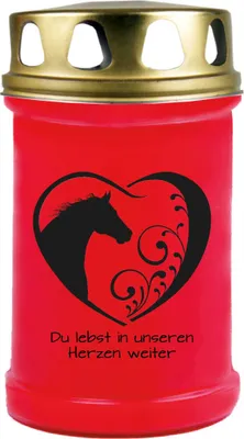 Produktbild von Grabkerze Rot, Brenndauer: 48 Stunden, Motiv: Herz Schwarz