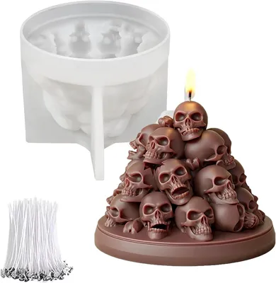 Imagen del producto de Molde de silicona con forma de calavera 3D, para velas, jabón, yeso, proyectos de manualidades