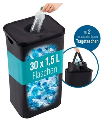 Produktbild von EASYmaxx Pfandflaschen-Sammelbehälter, 100 l - 2 Tragetaschen & Klettverschluss