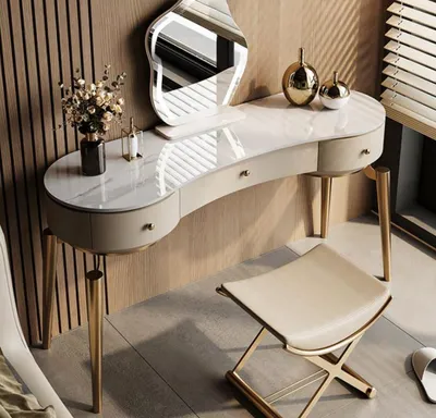 Immagine prodotto di Tavola da toilette moderna Mobili per la camera da letto Tavola da toilette con 3 cassetti