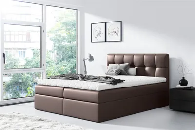 Produktbild von Boxspringbett Schlafzimmerbett CARMEN 160x200cm Kunstleder Braun