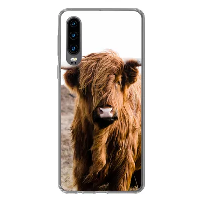 Produktbild von MuchoWow® Handyhülle Schutzhülle Hülle für Huawei P30 Schottische Highlander - Landschaft - Kuh - Braun - Tiere - Natur Silikon Softcase Handy Hülle - Kartenbesitzer