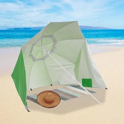 Produktbild von Famanu Strandparasol 2-in-1 UV-Schutz 50 - Grün