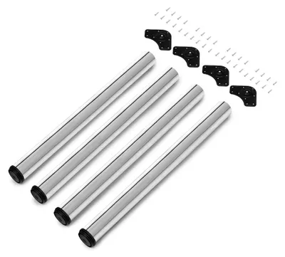 Image de emuca Set de 4 pieds de table, acier CHROME hauteur 710 mm - Ø 60 mm / supports