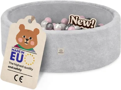 Obrázek produktu pro MISIOO Dětský míčkový bazén 90 x 30 cm s 200 míčky o průměru 6 cm – kulatý míčkový bazén pro děti, měkká pěna, snímatelný a pratelný potah, bazén na hraní do interiéru