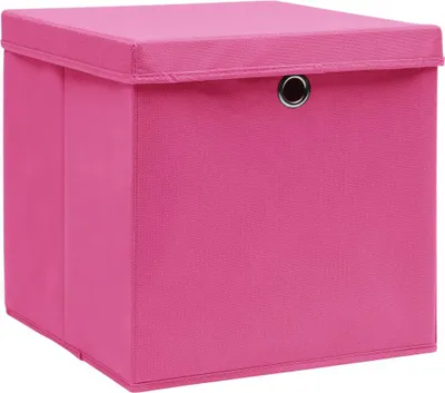 Obrázok produktu pre vidaXL Úložné boxy s vekom 4 ks 28x28x28 cm Ružová