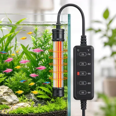Zdjęcie produktu dla Grzałka do akwarium, 50 W, regulowana w zakresie temperatur 26-34 °C, z cyfrowym kontrolerem temperatury