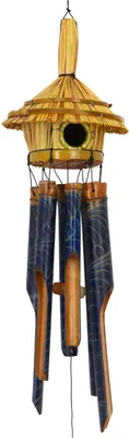 Produktbild von Exotisches Klangspiel-Windspiel aus Bambus - Vogelhäuschen 3, Blau, 52*15*15 cm, Windspiele & Klangspiele