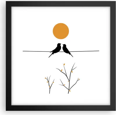 Produktbild von Gerahmtes Poster - Schwarzer Rahmen - Bild Vögel Sonne - 30x30 cm - Wand Bild - Wanddeko - Wandbilder - Kunstposter - Wandposter - Bilderrahmen - Bilder - Kunstdruck - Wanddekoration - P2BAC30x30-4772
