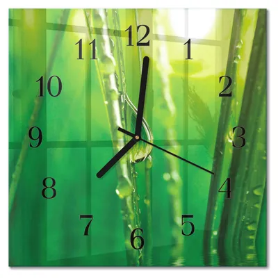 Produktbild von Tulup Glasuhr Wanduhr Küchenuhr Echt-Glas 30x30 cm Modern Dekorativ Geräuschlos Schwarzen Zeigern - Grastropfen