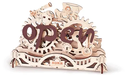 Produktbild von Open/Closed-Schild – ROKR, mechanisch (52 Teile) 3D-Holzpuzzle DIY Modellbausatz Robotime