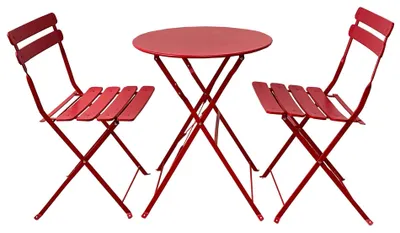Produktbild von Bistro-Set – Klappbarer Gartentisch und 2 Stühle aus Edelstahl – Platzsparend – Geeignet für Balkone