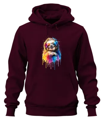 Produktbild von Chilliges Faultier Sonnenbrille Statement Sarkasmus Urban Hoodie Kapuzenpullover, Burgundy, XXL