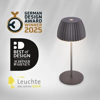 Produktbild von Riffle Mini LED Tischlampe Akku Tischleuchte Dimmbar Kabellos IP44 Anthrazit