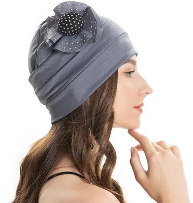 Produktbild von Sommerhut Elastisch - Blumenmuster - Kopfbedeckung - Chemo-Hut - Elegant - Sommergeeignet
