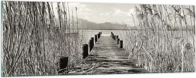 Produktbild von Bilder auf glas - Einteilig - Brücke Pier Sepia - 90x30cm - Glasbilder - Wandbilder - Bilder - zum Aufhängen bereit - Wanddekoration aus Glas - Glas Bilder - Wandbild auf Glas - GAB90x30-4928