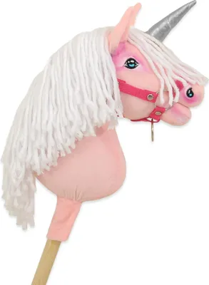 Produktbild von Hobby Horse Einhorn auf Stab Rosa mit Silberhorn Handgemachte Spielzeug für Kinder