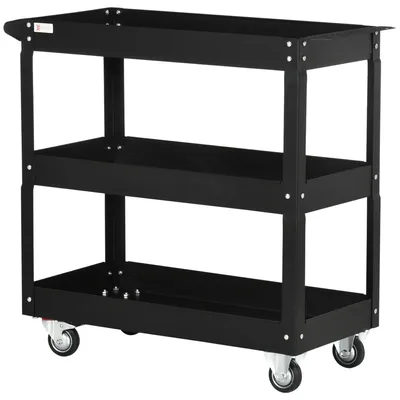 Immagine prodotto di Carrello da officina con 3 ripiani | Colore: nero | Dimensioni: 35,3 x 83 x 76 cm