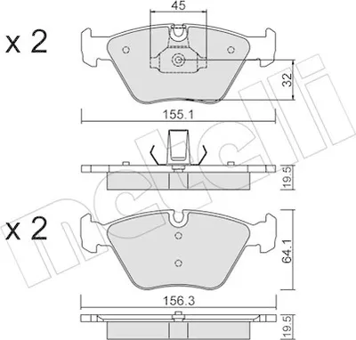 Produktbild von METELLI Bremsbeläge Satz Vorne Bremsklötze für BMW 3 Limousine (E46) 22-0207-3