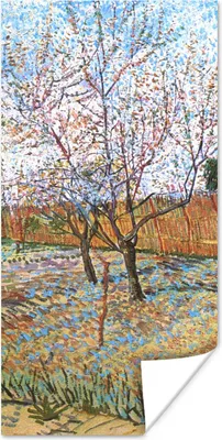 Produktbild von MuchoWow® Poster Blühender Pfirsichbaum - Vincent van Gogh 20x40 cm - Plakat - Foto