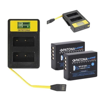 Produktbild von ARLI SET: 2x PATONA Platinum Akku für Fuji NP-W126S NPW-126 X-T3 VPB-XT3 + Smart Dual LCD USB Ladegerät