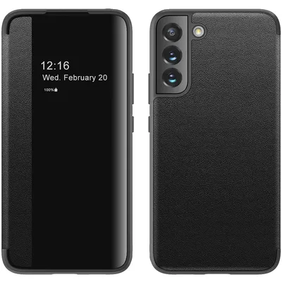 Immagine prodotto di Custodia per Samsung Galaxy S22 5G sottile in Finto cuoio con finestra di visualizzazione nero