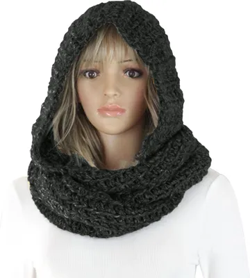 Produktbild von Herbst Winter Frauen im Freien Dick warm halten einfarbig gestrickt Kapuzenschal