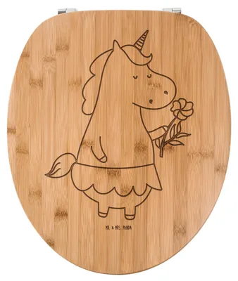 Produktbild von Mr. & Mrs. Panda Bambus Toilettendeckel Einhorn Dame - Transparent - Geschenk, Unicorn, Freundin, WC-Brille, Schluss machen, Trennung, Klodeckel, Bachelor, Klobrille