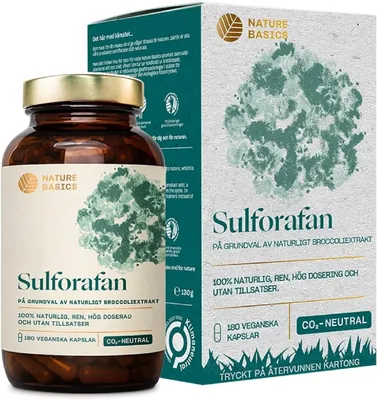 Produktbild von Nature Basics® Natürliches Sulforaphan (Brokkoli Extrakt) & nachhaltig im Glas | 180 vegane Kapseln