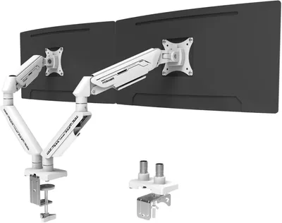 Image de Support double écran Fydeamer pour écrans de 17 à 35 pouces, jusqu'à 11 kg, support d'écran ergonomique avec réglage en hauteur, inclinaison, rotation et