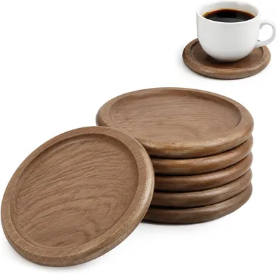 Image de Sous-verres en bois - 6 sous-verres ronds de 9 cm de diamètre